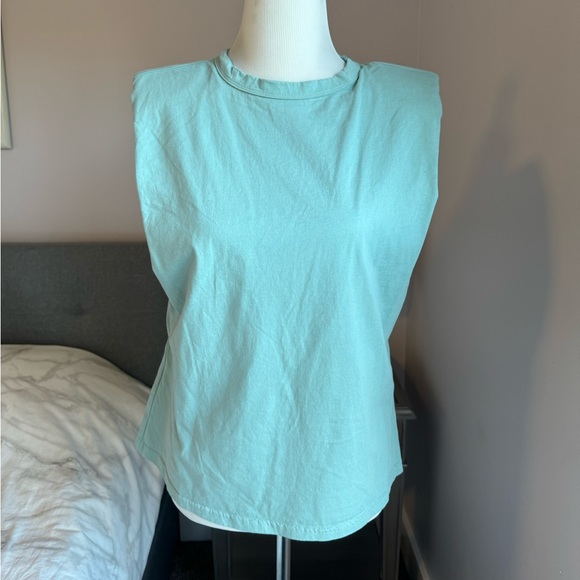 Hello Molly Seafoam Green Padded Shoulder Muscle Tank Top Size S/4 - Picture 1 of 5
